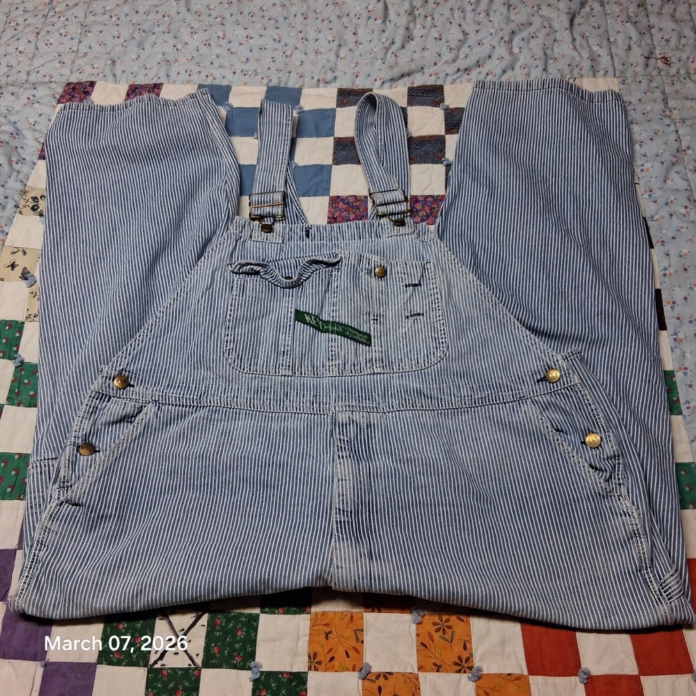 Vintage Key Imperial Hickory Striped Aristrocrat of Carpenter Overalls SZ 48x30